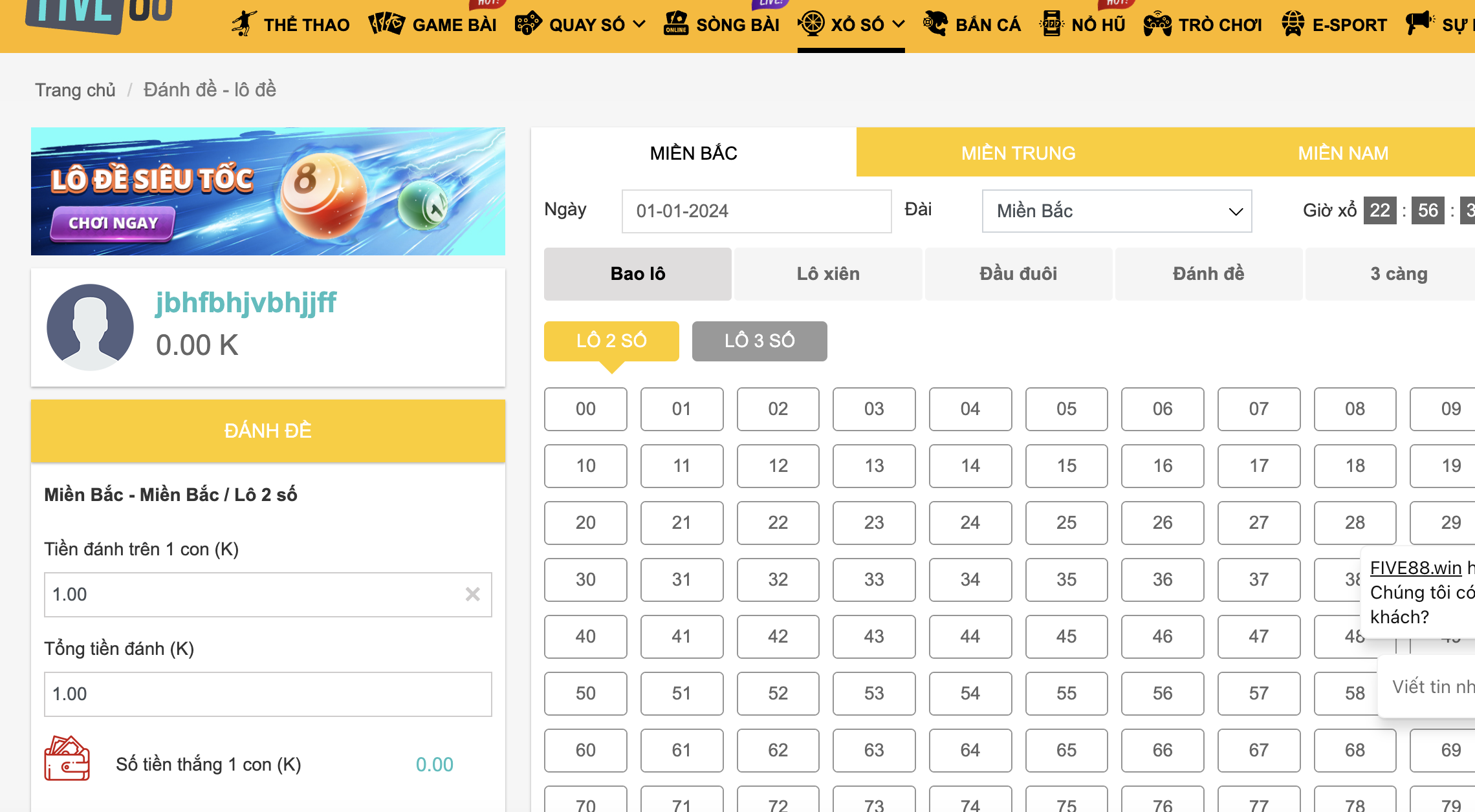 Giới thiệu về lô xiên 3 tại Five88 top