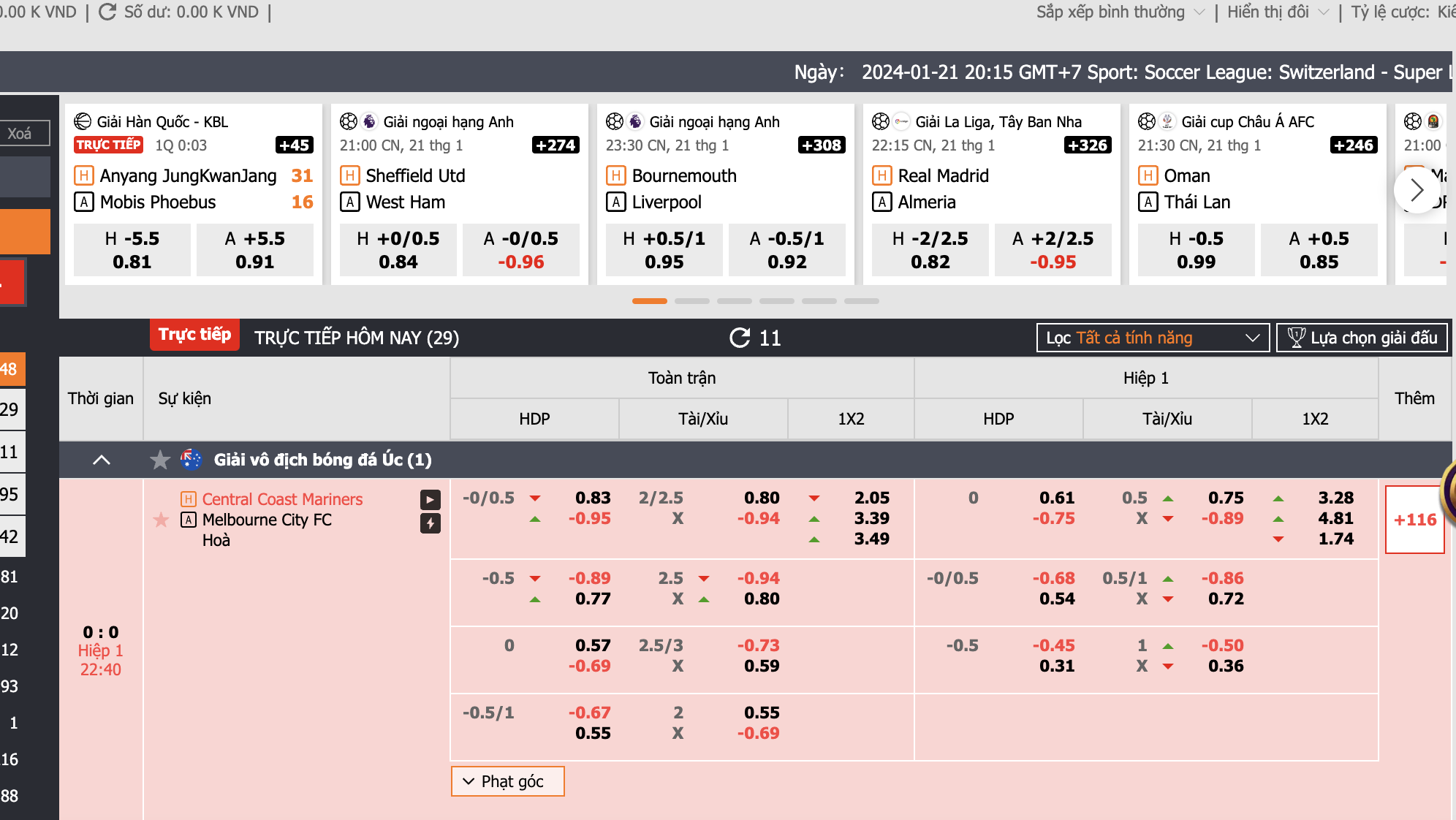 Những kèo thể thao hot tại nhà cái Five88