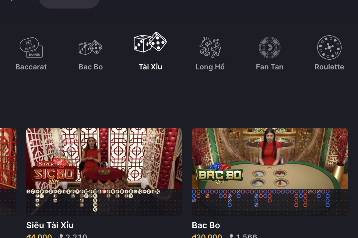 Sảnh cược live casino Super Sicbo tại Five88 me