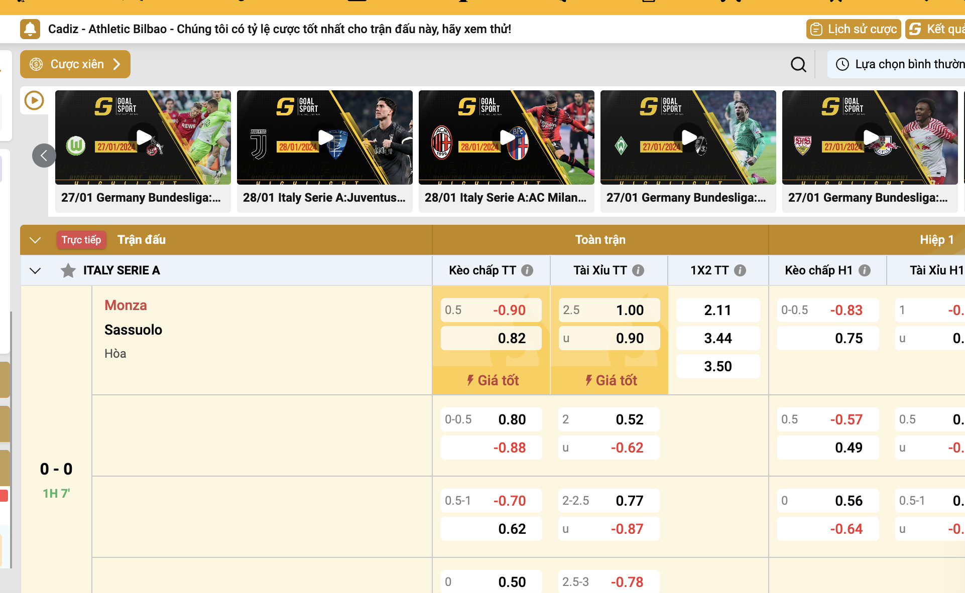 Những điểm nổi bật tại kèo hiệp 1