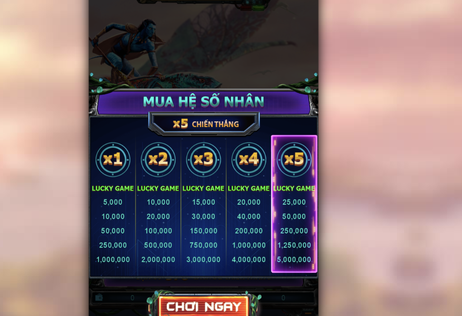 Các biểu tượng tại Avatar Five88