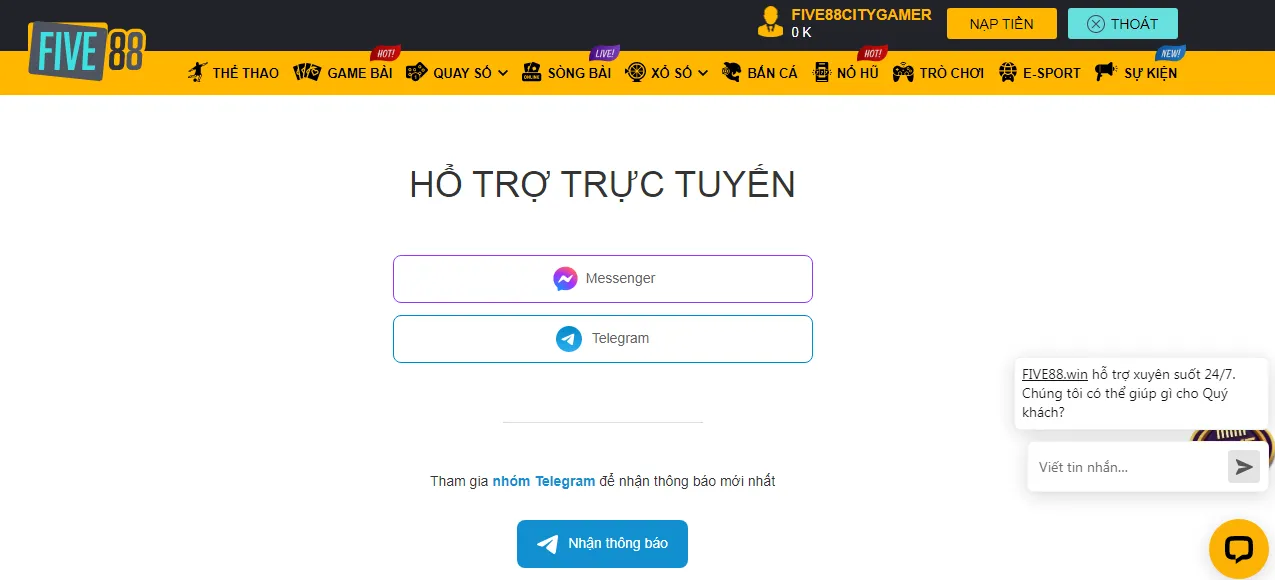 các cách thức liên hệ five88